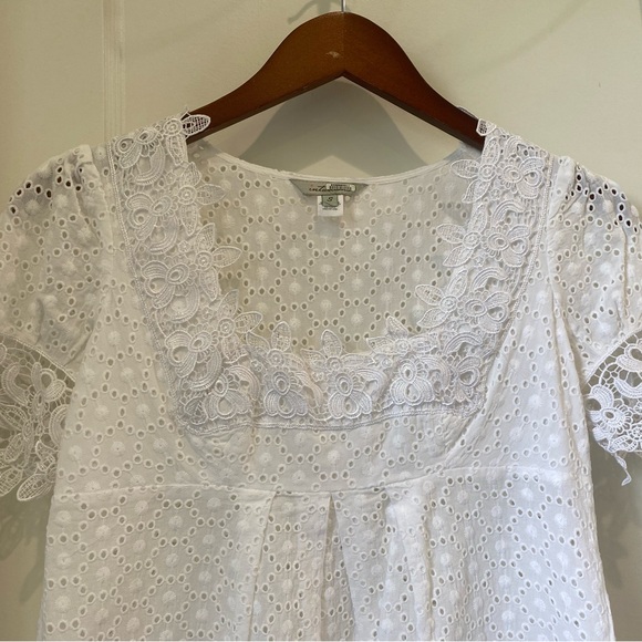 Anthropologie white crochet bohemian shirt - Picture 2 of 4